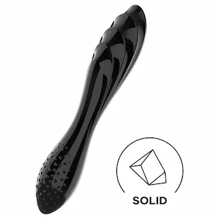 Satisfyer Dazzling Crystal 1 – skleněné dildo oboustranné – černé