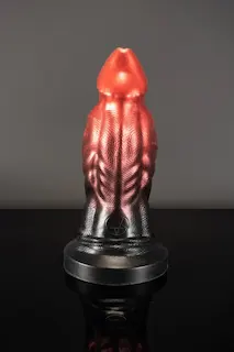 Twisted Beast Xaphan Demon Blood (Ombre) Medium, prémiové silikonové dildo s Vac-U-Lock přísavkou 20 x 4–6,8 cm