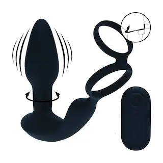 Levelz Dual Vibrating Prostate Stimulator with Cock Ring, stimulátor prostaty a hráze s pohyblivými kuličkami na dálkové ovládání 13,9 x 3,8 cm