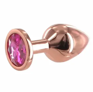 BASIC X Rosegold kovový anální kolík s kamínkem růžový
