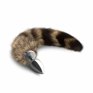Foxy Silver Anal Plug Tail, kovový anální kolík s liščím ocasem 6,5 x 2,8 cm