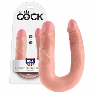King Cock – dvojité dildo – střední – tělová barva