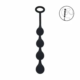 Levelz Waterdrop Silicone Anal Balls S, černé anální kuličky 24,5 x 2 cm