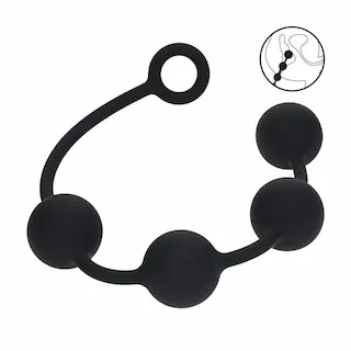 Levelz Round Silicone Anal Balls XL, černé anální kuličky 48 x 5 cm