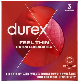 Durex Feel Thin Extra Lubricated – tenké kondomy (3ks)