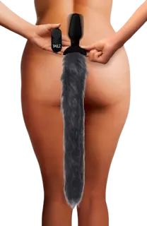 Vibrační anální kolík s dálkovým ovládáním Furry Fox (53,3 cm), šedý