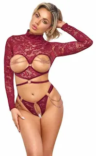 Abierta Fina Open Top & Thong red M