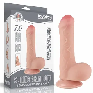 7“ Dildo s posuvnou kůží a dvouvrstvým materiálem – Tělová