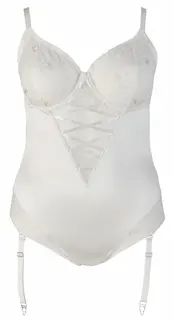 Plus size perleťově bílé body Suspenders, 85D/L