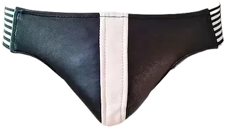 ROUGE Leather Jocks with Stripe Black/White, XL