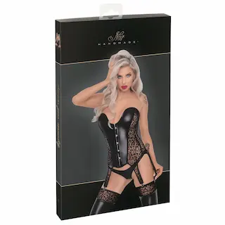 Noir – top s podvazkovými pásy – leopardí vzor – černá