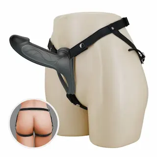 Pretty Love Landon Harness Briefs Black, unisex strap-on postroj s dildem 16,8 x 4,3 cm