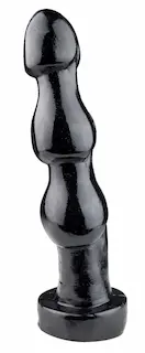 HardToys Triple 2, černé vinylové dildo 28 x 5,2–6,5 cm