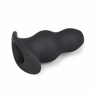 Slave4master Stretcher Silicone Tunnel Plug XXL, černý dutý anální kolík 15,4 x 5,2–7 cm