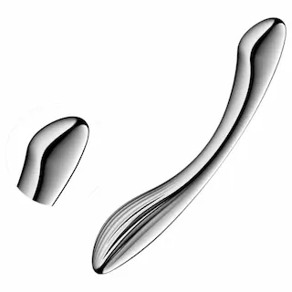 Satisfyer – ocelové dildo – drážkované – stříbrné
