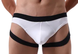 Bílé slipy s pásky Oliveres, XL