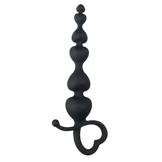 EASYTOYS ANAL COLLECTION Černé anální korálky s rukojetí ve tvaru srdce