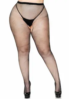 Plus Velikost Crotchless Síťované punčocháče