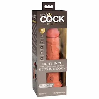 King Cock Elite 8 – realistický vibrátor 20 cm – tmavý odstín