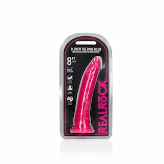 Tenké realistické dildo se základnou na přísavku – Svítící ve tmě – 20 cm