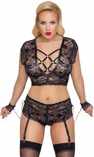 Plus size podvazkový komplet Decent Bondage, XXXL