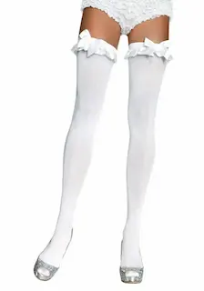 Opaque Thigh Highs With Bow