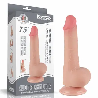 7,5“ Dvojitá vrstva realistického dilda s klouzavou kůží ve tvaru penisu Flesh II