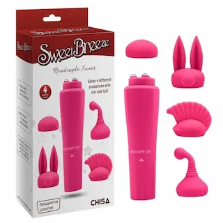 Sweet Breez Vibrátor na klitoris s nástavci růžový