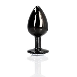 Anální kolík s drahokamem – Velký – Gunmetal/Diamond