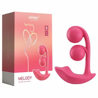 Honey Play Box Melody – Aplikací řízený perličkový 2v1 vibrátor (červený)