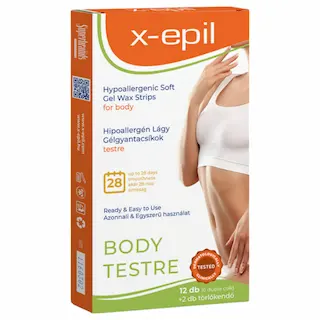 X-Epil – depilační pásky na tělo – hypoalergenní gel – 12 kusů