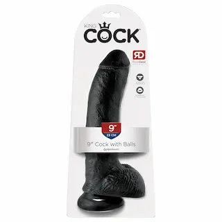 King Cock – realistické dildo s varlaty a přísavkou 23 cm – černé