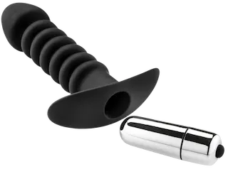 ZENN Premium Ribbed Butt Plug with Strong Vibrating Bullet