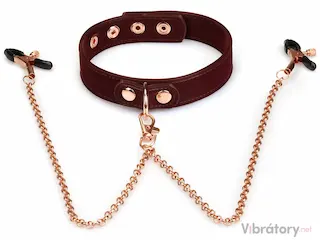 BDSM obojek se svorkami na bradavky Liebe Seele Metallic Shade