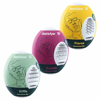 SATISFYER Masturbator Egg Set – Riffle, Bubble, Fierce – 3 Pieces