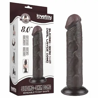 Lovetoy – realistický dildo s přísavkou – dvouvrstvý – 20 cm – hnědý