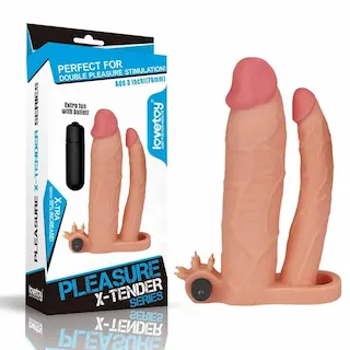 Vibrační dvojitý návlek na penis s prodloužením o 3″