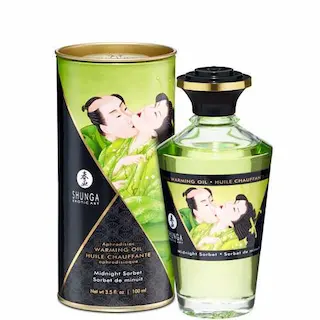 Shunga afrodiziakální hřejivý slíbatelný olej – Midnight Sorbet (100 ml)