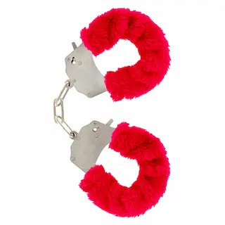 ToyJoy Furry Fun Cuffs plyšová erotická pouta, červená