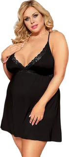 Plus size černá košilka Red Gemstone, XXXL–XXXXL