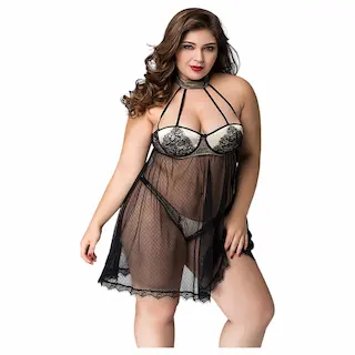 JSY 066 – černá babydoll souprava (XL
