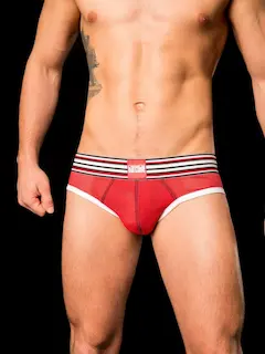 Jocksy Barcode Berlin Backless Brief Bond Street červeno-bílé XL, pánské jocksy