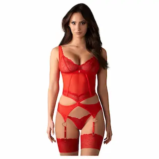 Obsessive – dámská sexy souprava – průhledná krajka – červená