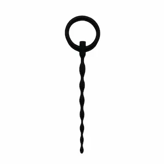 Sinner Gear Silicone Penis Plug with Pull Ring, černý silikonový dilatátor 160 x 3–7 mm