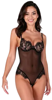 Krajkové body Myrtle Black, XL