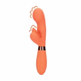 Silikonový Rabbit vibrátor s vroubkovaným stimulátorem klitorisu – Glazed Carrots