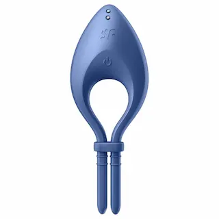 Satisfyer Bullseye – Vibrační erekční kroužek pro muže s ovládáním přes aplikaci (modrý)