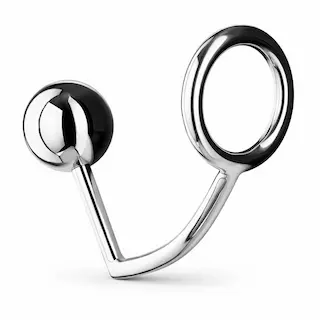 Slave4master Anal Lock with 45 mm Cock Ring, ocelový anal lock s koulí o průměru 45 mm