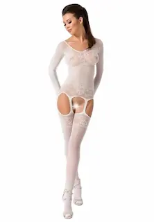Podvazkový overal Sexy sleeve, bílý