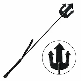 ROUGE Leather Tasselled Riding Crop Black